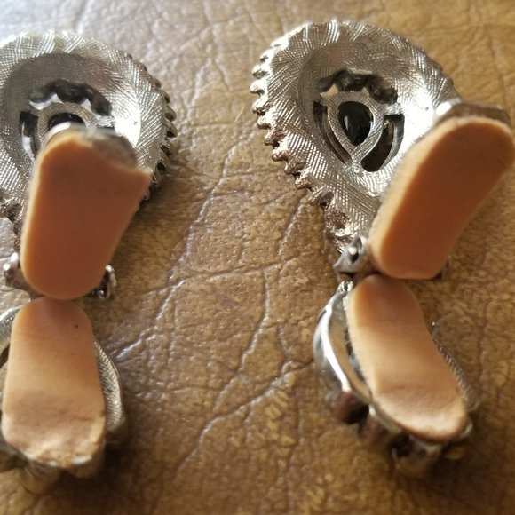 RARE VINTAGE JOSE & MARIA BARRERA BLACK CRYSTAL DROP EVENING CHANDELIER EARRINGS - Picture 7 of 12